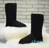 Designer Women's Classic Tall Winter Leather Snow Boots Furry Outdoor Warmth Woman Shoes