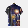 Casual shirts voor heren 4 juli Mens Gedrukt Camisa Masculin -Amerikaanse vlag Grafische korte mouw Beach Blouses Independence Day Blusas