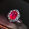 Cluster Rings Natural 3ct Ruby Ring 925 Sterling Silver Simple And Exquisite Style Recommended By The Owner Authentic Color