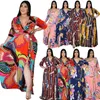 Vestidos de talla grande 4xl 5xl 6xl 7xl 8xl Vestido dividido de manga media con cuello en V para mujer vestido bohemio con estampado de playa