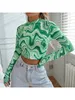 Women's T-Shirt Fashion Printed Women Long Sleeve Crop Tops Sexy Exposed Navel Gym T-shirts Quick Dry Fitness Workout Women Clothes Summer 230413