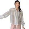 Camicette da donna Camicia a maniche lunghe da donna Moda coreana Frenum Monopetto Solid Slim Sottile T-shirt con scollo a V Design Gemelli Donna