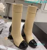 Stivaletti Scarpe Vitello Pull On Designer di lusso Stivali moda donna neri taglia 35-41 con fiocco