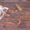 Dijkartikelen Sets 6-delige serveerwedstrijd Flatware Zilverware Set Uitgevoer Inclusief Cake Server Slotted Lepoon Rose Gold