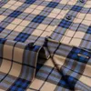 Herrklänningskjortor Kvalitet Modal Cotton Rands Plaid skjorta utan fickig stilfull standard-passning långärmad gingham