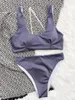 Costumi da bagno da donna 2023 Set bikini avvolto da donna Costume da bagno imbottito push-up femminile 2 pezzi Abito da bagno micro perizoma a triangolo solido