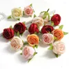 Decorative Flowers 10PCS 4CM Artificial Flower With Leaves Small Bud Silk Fabric Home Decoration Rose DIY Material