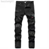 Męskie dżinsy Phosen Herren Pants Jeans Mężczyźni Jean Homme Slim Denim Spodni Biker Wysoka jakość samca prosta zwykłe projektant Pantnes Hombre W0413