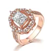 Cluster Rings 18k Rose Gold Color Zircon Diamonds Gemsten för kvinnor Fashion Engagement Band Jewelry Bijoux Bague Gifts Tillbehör