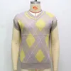 Herrenpullover Frühling Herbst dünn gestrickt für Männer Pullover ärmellose T-Shirts Tops geometrisches Rautenmuster bedruckte Jacquard-Wollstrickweste für Herren