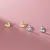 Stud Earrings LAVIFAM Sweet Clear White Zircon Heart Shaped Tiny Ear Studs For Girl Kids Anti-allergy 925 Sterling Silver Jewelry