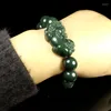 Bangle Natural Green Hetian Jade Bracelet Men and Women 14mm 16 mm ronde kralen sieraden geschenken