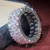 Hoge kwaliteit 100% S925 sterling zilver Gemaakt Volledige Moissanite Diamanten Edelsteen Bruiloft Verlovingsring Fijne Sieraden Cadeau voor Vrouwen Hele