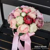 Fleurs décoratives PU pivoine fleur artificielle Bouquet De Mariage demoiselle d'honneur tenant pour mariée De Noiva Mariage rose