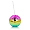 Magical Plastic Water Cups Drinkware Disco Ball Wine Tumblers Flashing Electroplate Balls With Straws Suit For Party and Bar AAA