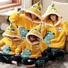 Familie Passende Outfits Winter Eltern-Kind Pijamas Sets Verdicken Pyjamas Nachtwäsche Frauen Männer Loungewear Kind Cartoon Katze Freizeit Tragen 231113