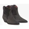 디자이너 New Isabels Dicker Suede Ankle Boots 정품 가죽 패션 New Pop Marant Paris Western에서 영감을 얻은 활주로 Dickers Booties Shoes