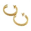 Boucles d'oreilles créoles en acier inoxydable plaqué or 18 carats, corde torsadée en forme de C, 30/40/50mm, grande oreille, cercle central, accessoires chics pour femmes