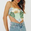 Damen-T-Shirts Graphic Bandana Crop Tops Damen Backless Camis Y2k Leopard Print Wrap Breast Sleeveless Aesthetic Camisole Vest Tank