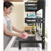 Armazenamento de cozinha 2 camadas prateleira de metal organizador prato rack de secagem sobre pia dreno bancada utensílios titular resistente