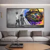 Canvas Painting Graffiti Dollars Behind The Curtain Art Bull Money Posters Prints Wall Art Picture for Living Room Decor Cuadros NO FRAME