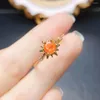 Cluster Rings Vintage Opal Ring 925 Sterling Silver Natural Orange Sun Dainty for Women Gift