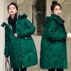 Frauen Trenchcoats Winterjacke Frauen 2023 Dicke Mode Vergoldung Tasche Brief Druck Reißverschluss Glänzend Parka Schwarz Rot Mantel Elegante Frau