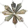Naszyjniki wiszące naturalny klejnot kamienny stożka wahadło REIKI Energia Metafizyczna kryształ leczniczy czakra równoważenie kobiet biżuteria (z łańcuchem)