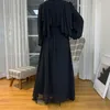 Ethnische Kleidung Chiffon Maxikleider Plissee Layered Büste Langarm Swing Kleid Nicht transparent Islam Muslimische Frauen Arabisch Türkei Abaya