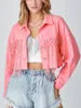 Women's Vests Women S Oversized Denim Jacket Vintage Washed Distressed Jean Coat With Frayed Hem And Button Closure