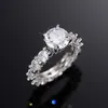 2023 Venta superior Anillos de bodas Joyería de lujo 925 Relleno de plata esterlina Corte redondo Topacio blanco CZ Diamante Eternidad Fiesta Mujeres Compromiso Anillo nupcial para regalo de amante