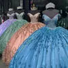 Sage Robe de Quinceanera 2024 Corset perlé Charro Mexicain Or Rose Coing Doux 15/16 Robe de Fête d'anniversaire pour 15ème Fille Drame Hiver Formel Bal Gala Lavande Bleu Glacé