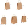 Gift Wrap 10pc Kraft Paper Bag With Handles Solid Color Packing Bags For Store Clothes Wedding Christmas Party Food Milk Tea Supplies