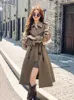 Rów damskich Coats Autumn Streetwear Lose brązowy płaszcz Masowe koreańskie eleganckie czarne kobiety kurtka wiatrówka kategoria podwójna piersi Chicl231113