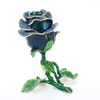 Sieradenzakjes 2023 Creatief Kristal Roos Bloem Rood Blauw Ketting Legering Metalen Doos Display Draagtassen Cadeau voor vriendinnen