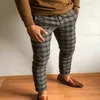 Pantaloni da abito scozzesi vintage da uomo Pantaloni da abito formale Pantaloni da abito casual da uomo Pantalon classici a quadri Festa di nozze279s