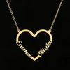 Pendant Necklaces Personalized Two Name Heart Necklace Stainless Steel Custom Nameplate Decoration Choker for Women Jewelry Gift 231113