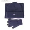 Chapeaux Foulards Ensembles Hommes Femmes Chapeau D'hiver Écharpe Gs 3 en 1 Doublé De Polaire Épais Bonnet Chaud Cs Extérieur Tricot Slouchy Crâne Cs Neige Temps Froid L231113