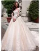 Dubai Sukienki Line Cequine Long Rleeve Plus Size Capel Train Sweetheart Vestido de Novia Lace Applidal Bridal Wedding Suknie na zamówienie 403