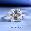 Cluster Rings Springlady 925 Sterling Silver 10mm Emerald Cut Simulated Diamonds Gemstone Wedding Band Romantic Ring for Women Fine SMEEXKE