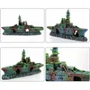 Decorations Resin Craft Wreck Boat Sunk Battleship War Ship Fish Tank Aquarium Ornament 231113