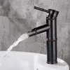 Grifos para lavabo de baño Grifo para lavabo Grifo mezclador de latón en cascada dorado y negro Frío