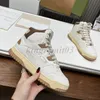 Designer-Freizeitschuhe MAC80 Sneakers Herren Damen High-Top-Sneaker Beige Ledertrainer Ineinandergreifende Stickerei Skateboardschuh