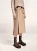 Women's Leather Skirt Autumn And Winter Fashion Sheepskin High Waist Belt Mid Length With Hip Wrap Skirt2023