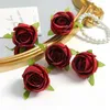 Decorative Flowers 10PCS 4CM Artificial Flower With Leaves Small Bud Silk Fabric Home Decoration Rose DIY Material