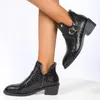 Ботинки женские, базовые женские ботинки с молнией сзади, модные женские ботильоны с металлическими украшениями, острый носок, квадратный каблук, 231113