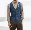 Coletes masculinos Henringbone Azul Escuro Homens Colete Preto Negócio Casual V Pescoço Para Casamento Noivo Banquete Trabalho Smoking Set Coatwaist