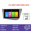 9-дюймовое видео Android Car Stereo для сиденья Leon 2005-2012 Двойной сенсорный экран 2 Din Car Radio Autoradio Video GPS WiFi Bt FM RDS CAR DVD Player