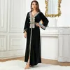 Vêtements ethniques Robe de velours Msulim Abaya pour femmes élégantes à lacets Abayas Maroc Party Maxi Robes Kaftan arabe longue robe automne 202