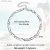 Anklets Chicsilver 925 Sterling Silver Anklet for Women 3mm 5mm Figaro Chain Link Summer Beach Foot Jewel 9-11 "Justerbar enkel anklet Q231113